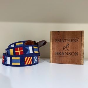 Dark N Stormy Needlepoint Belt By Smather's & Branson, NWT & Box